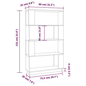 Βιβλιοθήκη/Διαχωριστικό Χώρου Μαύρο 80x25x132 εκ. Μασίφ Πεύκο