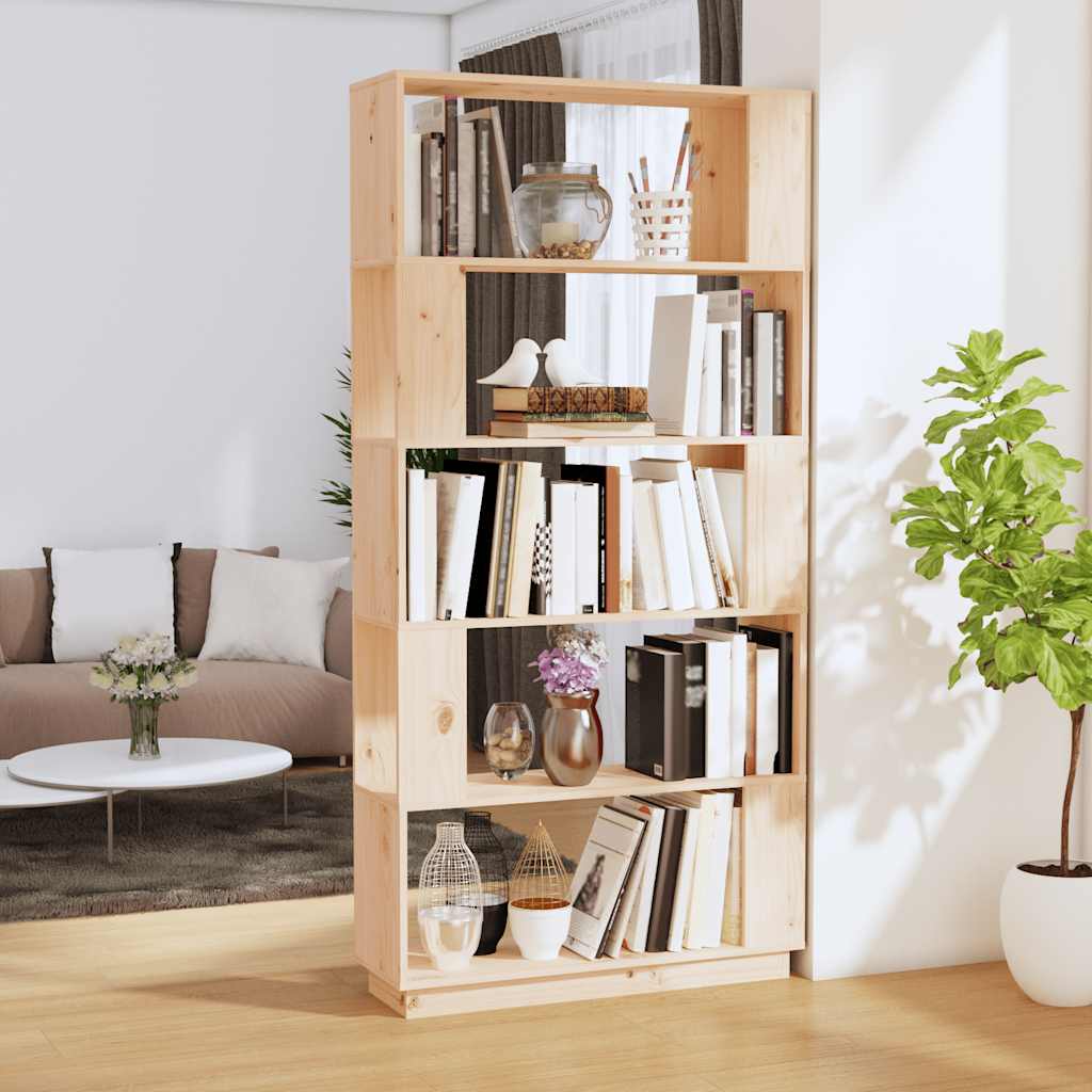 Βιβλιοθήκη/Διαχωριστικό Χώρου 80x25x163,5 εκ. Μασίφ Ξύλο Πεύκου - Pakobazaar