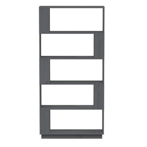 Βιβλιοθήκη/Διαχωριστικό Χώρου Γκρι 80x25x163,5 εκ. Μασίφ Πεύκο