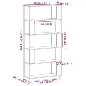 Βιβλιοθήκη/Διαχωριστικό Χώρου Γκρι 80x25x163,5 εκ. Μασίφ Πεύκο