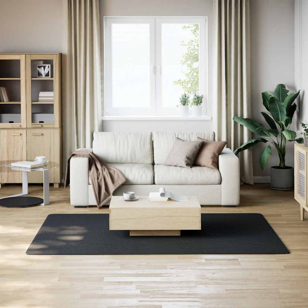 Χαλί Πλενόμενο Μαλακό Shaggy Μαύρο 160 x 230 εκ. Αντιολισθητικό - Pakobazaar