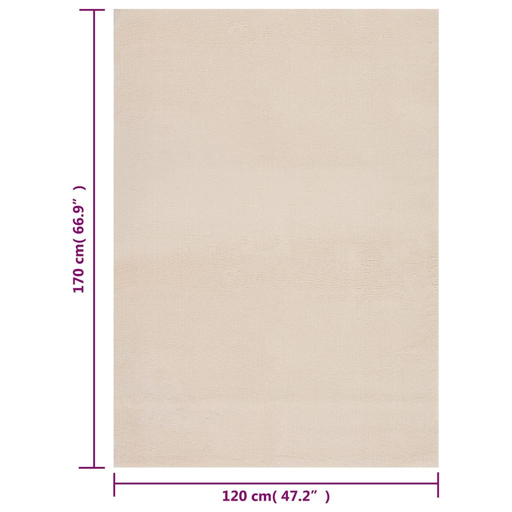 Χαλί Πλενόμενο Μαλακό Shaggy Μπεζ 120x170 εκ. Αντιολισθητικό