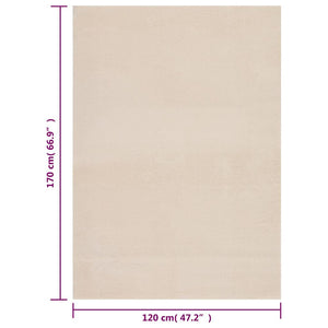 Χαλί Πλενόμενο Μαλακό Shaggy Μπεζ 120x170 εκ. Αντιολισθητικό