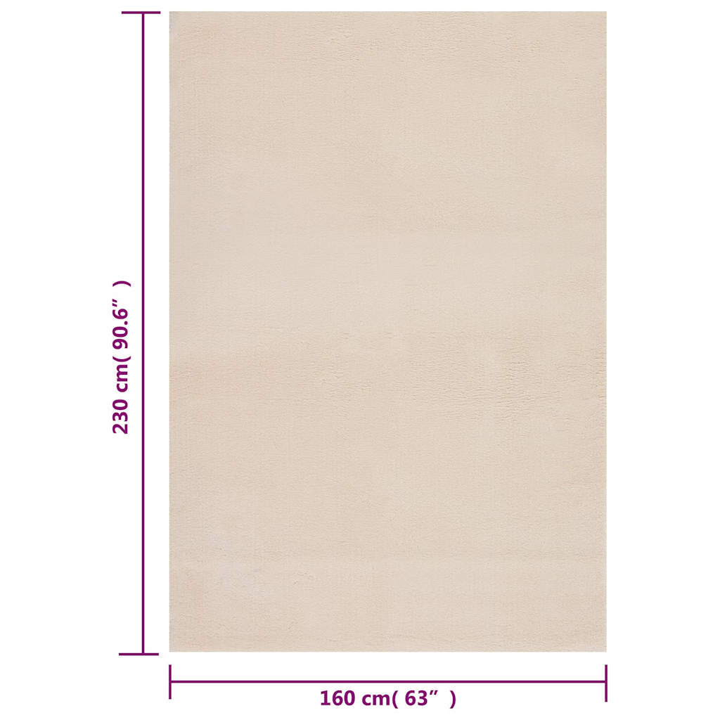 Χαλί Πλενόμενο Μαλακό Shaggy Μπεζ 160x230 εκ. Αντιολισθητικό - Pakobazaar