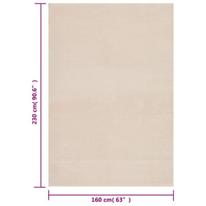 Χαλί Πλενόμενο Μαλακό Shaggy Μπεζ 160x230 εκ. Αντιολισθητικό