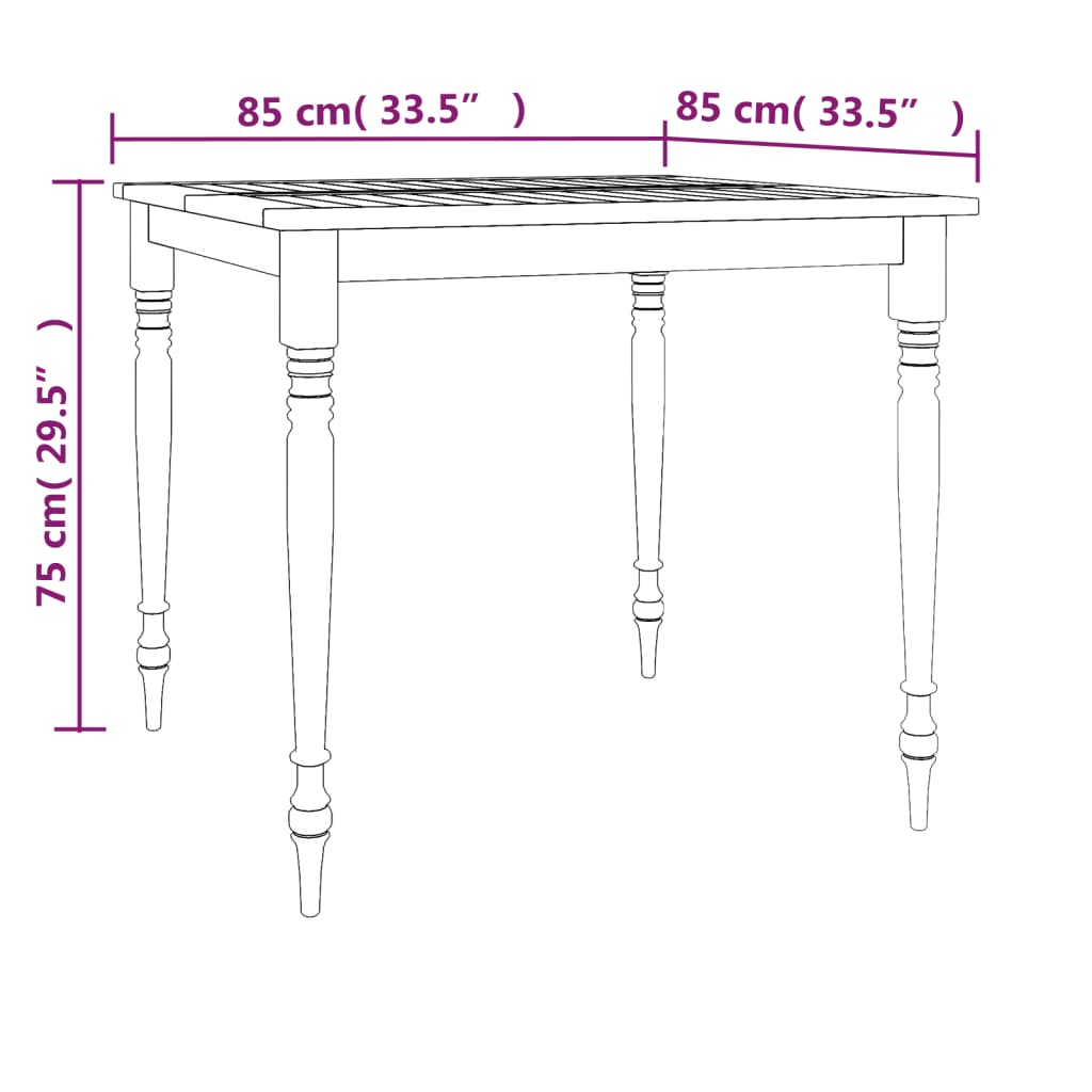 Τραπέζι Batavia 85 x 85 x 75 εκ. από Μασίφ Ξύλο Teak