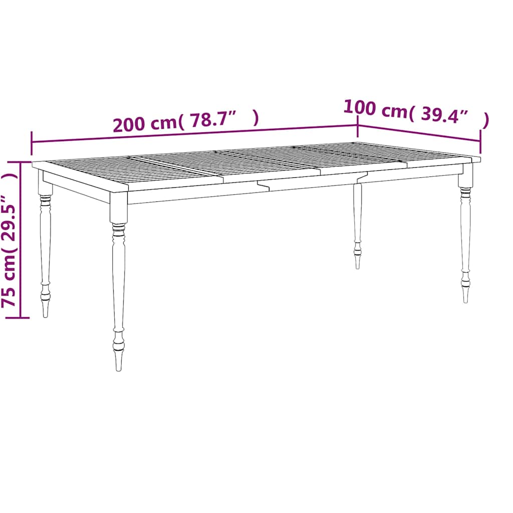 Τραπέζι Batavia 200 x 100 x 75 εκ. από Μασίφ Ξύλο Teak