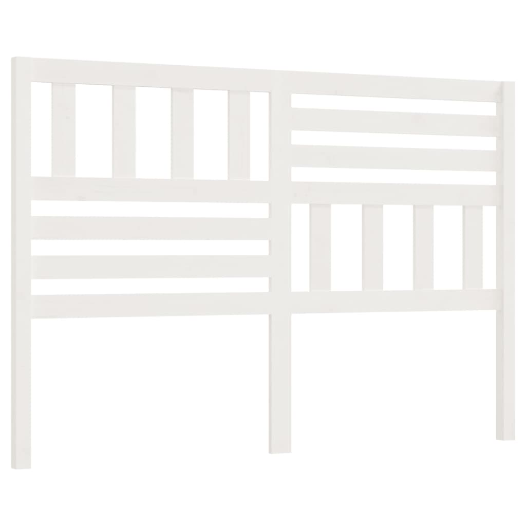 Κεφαλάρι κρεβατιού Λευκό 141x4x100 εκ. από Μασίφ Ξύλο Πεύκου