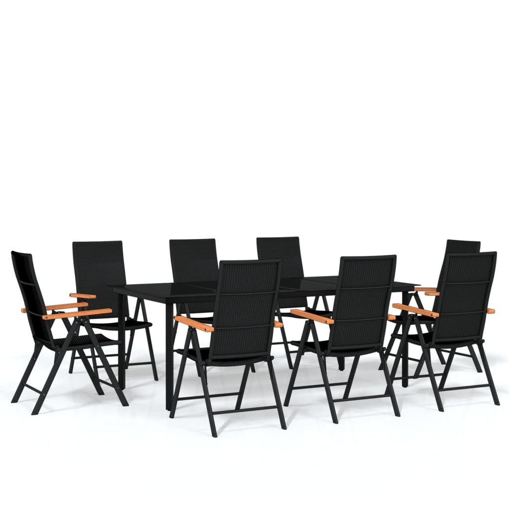 Σετ Τραπεζαρίας Κήπου 9 Τεμαχίων Μαύρο - PAKOBAZAAR