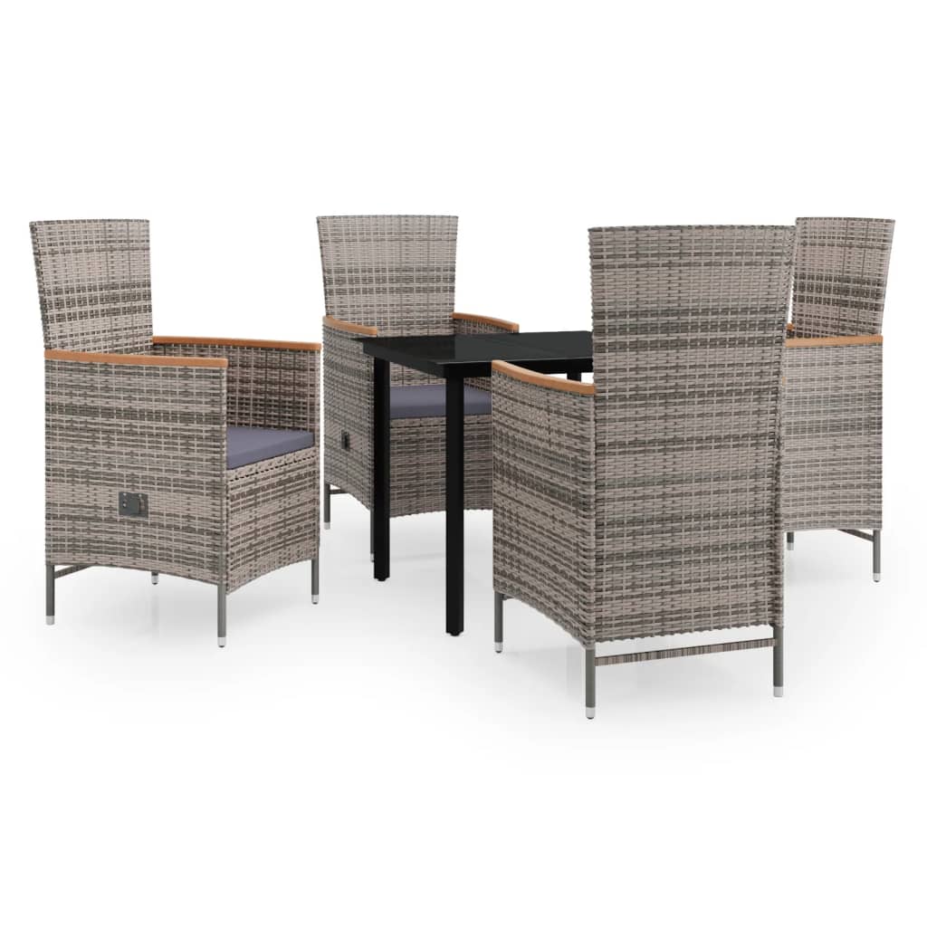 Σετ Τραπεζαρίας Κήπου 5 Τεμαχίων Γκρι με Μαξιλάρια - PAKOBAZAAR