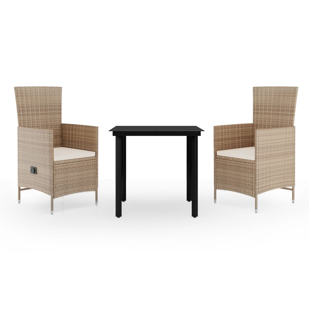 Σετ Τραπεζαρίας Κήπου 3 Τεμαχίων Μπεζ με Μαξιλάρια - PAKOBAZAAR