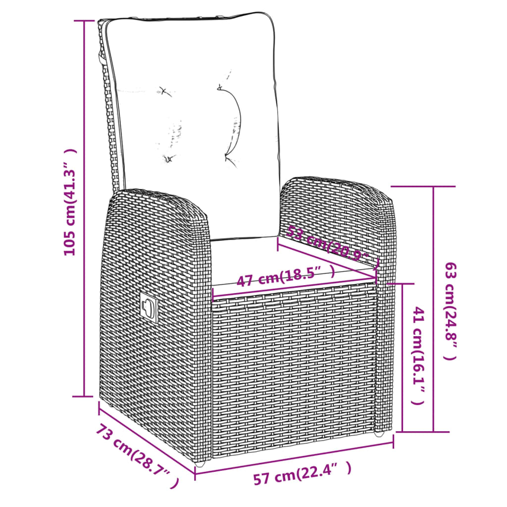 Σετ Τραπεζαρίας Κήπου 3 Τεμαχίων Μαύρο με Μαξιλάρια - PAKOBAZAAR