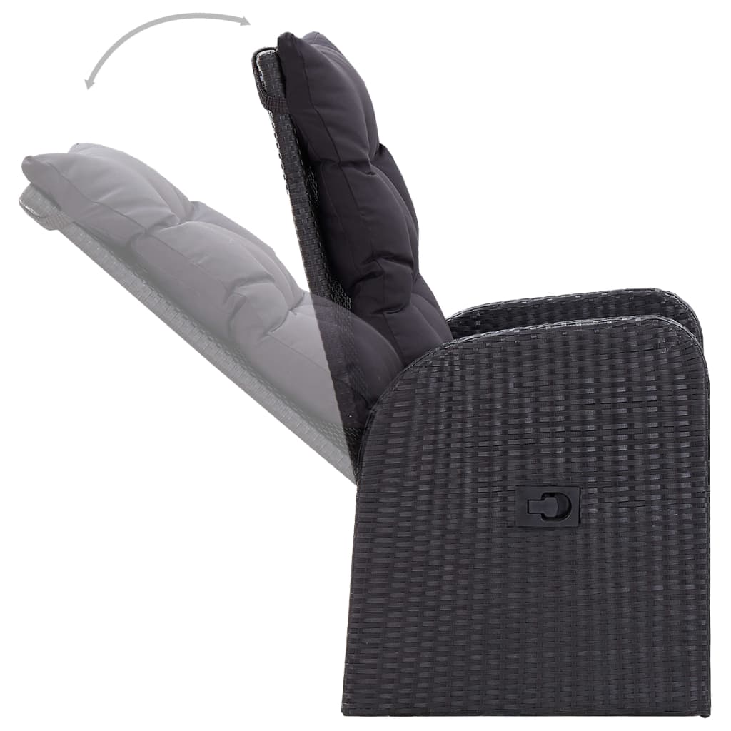 Σετ Τραπεζαρίας Κήπου 5 Τεμαχίων Μαύρο με Μαξιλάρια - PAKOBAZAAR