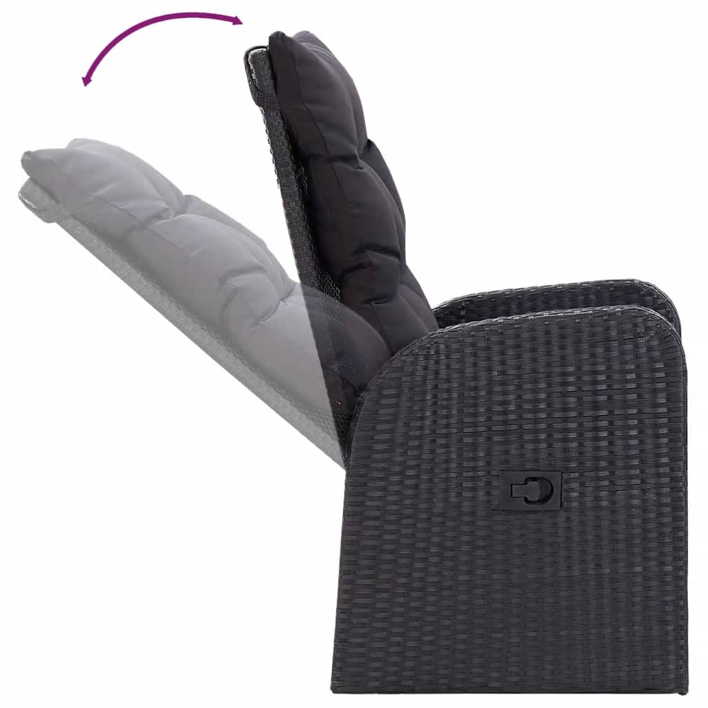 Σετ Τραπεζαρίας Κήπου 7 Τεμαχίων Μαύρο με Μαξιλάρια - PAKOBAZAAR