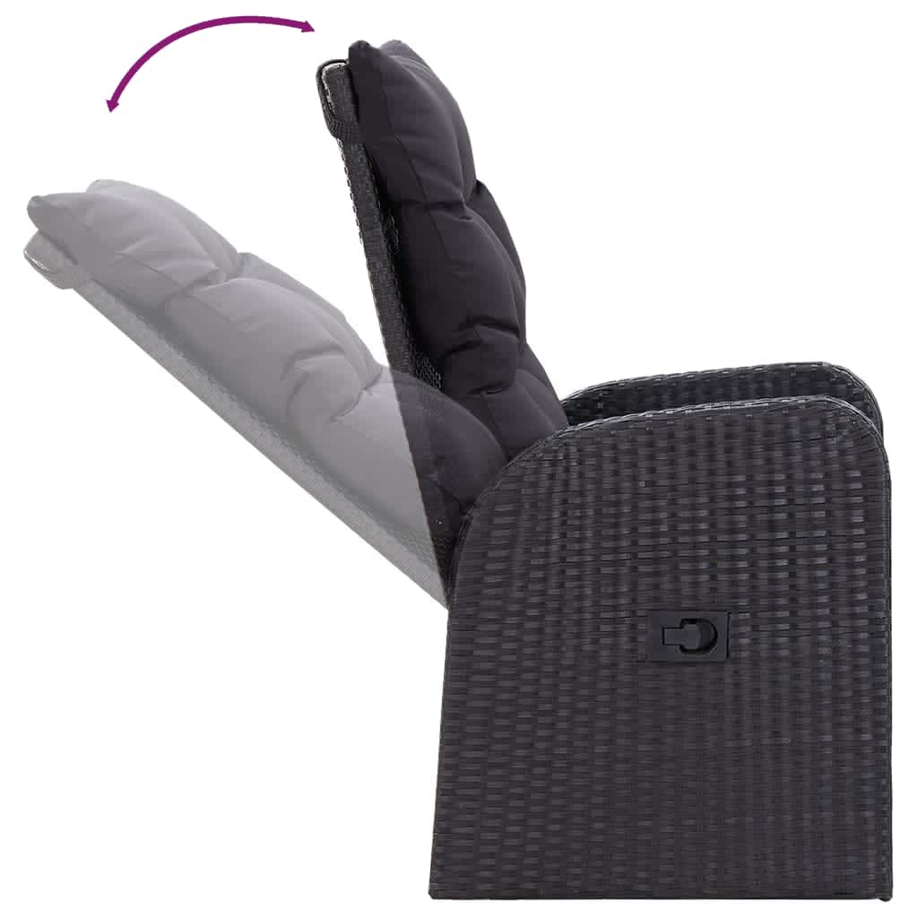 Σετ Τραπεζαρίας Κήπου 9 τεμ Μαύρο με Μαξιλάρια - PAKOBAZAAR