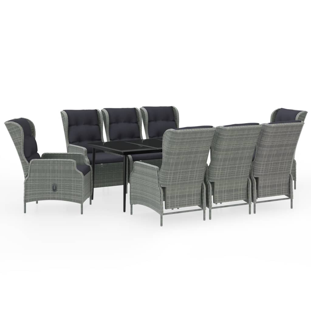 Σετ Τραπεζαρίας Κήπου 9 Τεμαχίων Ανοιχτό Γκρι - PAKOBAZAAR