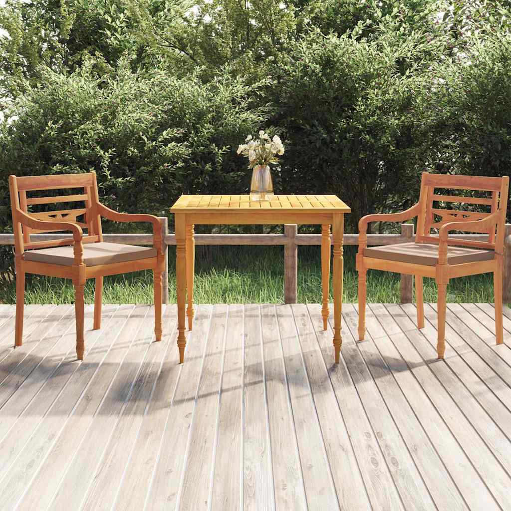 Σετ Τραπεζαρίας Κήπου 3 Τεμαχίων Μασίφ Ξύλο Teak με Μαξιλάρια - Pakobazaar