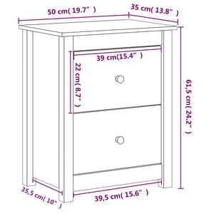 Κομοδίνα 2 τεμ. 50 x 35 x 61,5 εκ. από Μασίφ Ξύλο Πεύκου - Pakobazaar