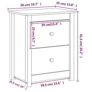 Κομοδίνο Καφέ Μελί 50 x 35 x 61,5 εκ. από Μασίφ Ξύλο Πεύκου