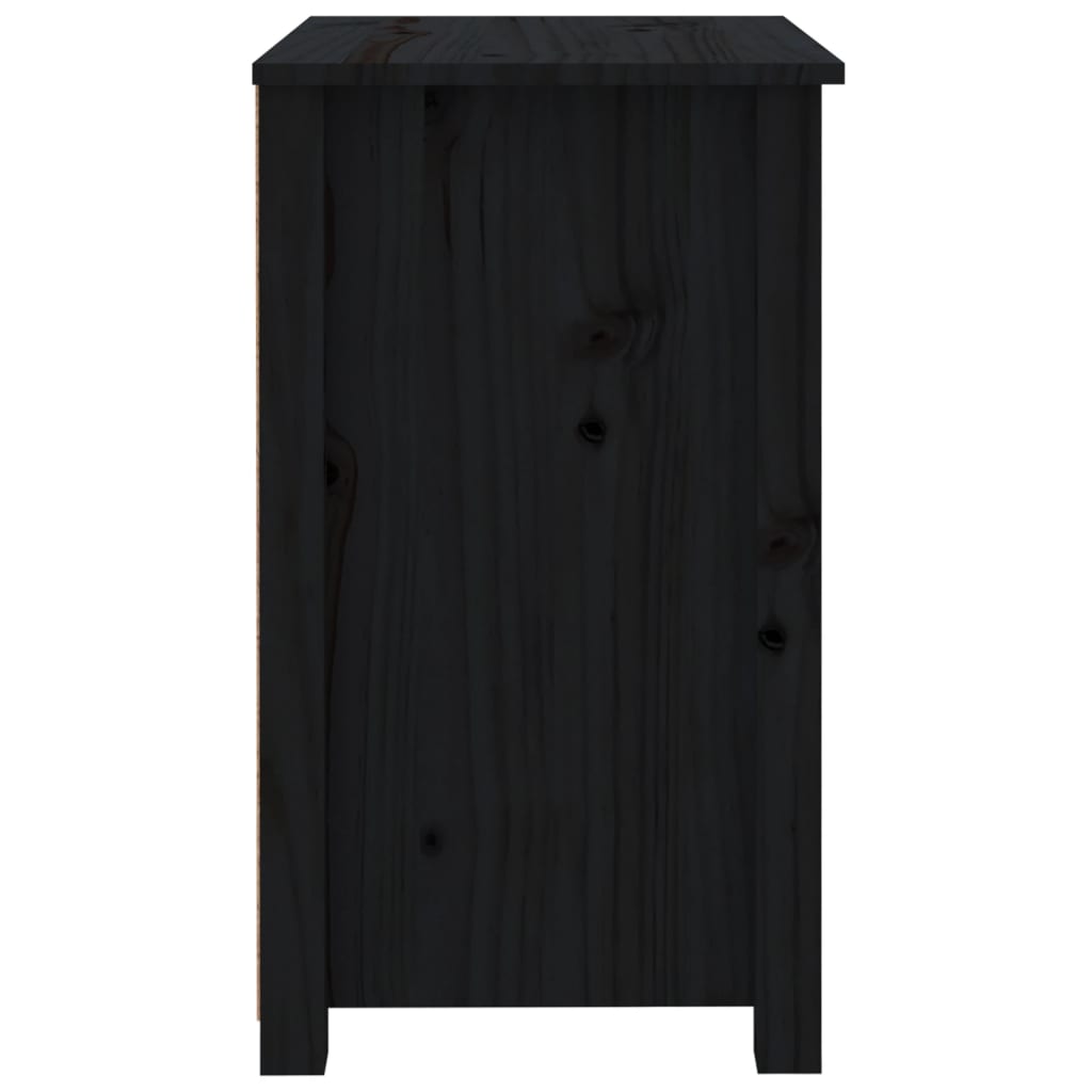 Κομοδίνα 2 τεμ. Μαύρα 50 x 35 x 61,5 εκ. από Μασίφ Ξύλο Πεύκου