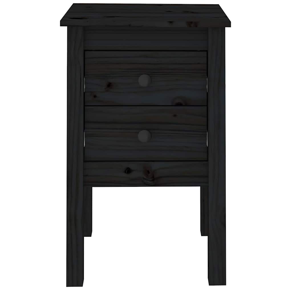 Κομοδίνα 2 τεμ. Μαύρα 40 x 35 x 61,5 εκ. από Μασίφ Ξύλο Πεύκου - Pakobazaar