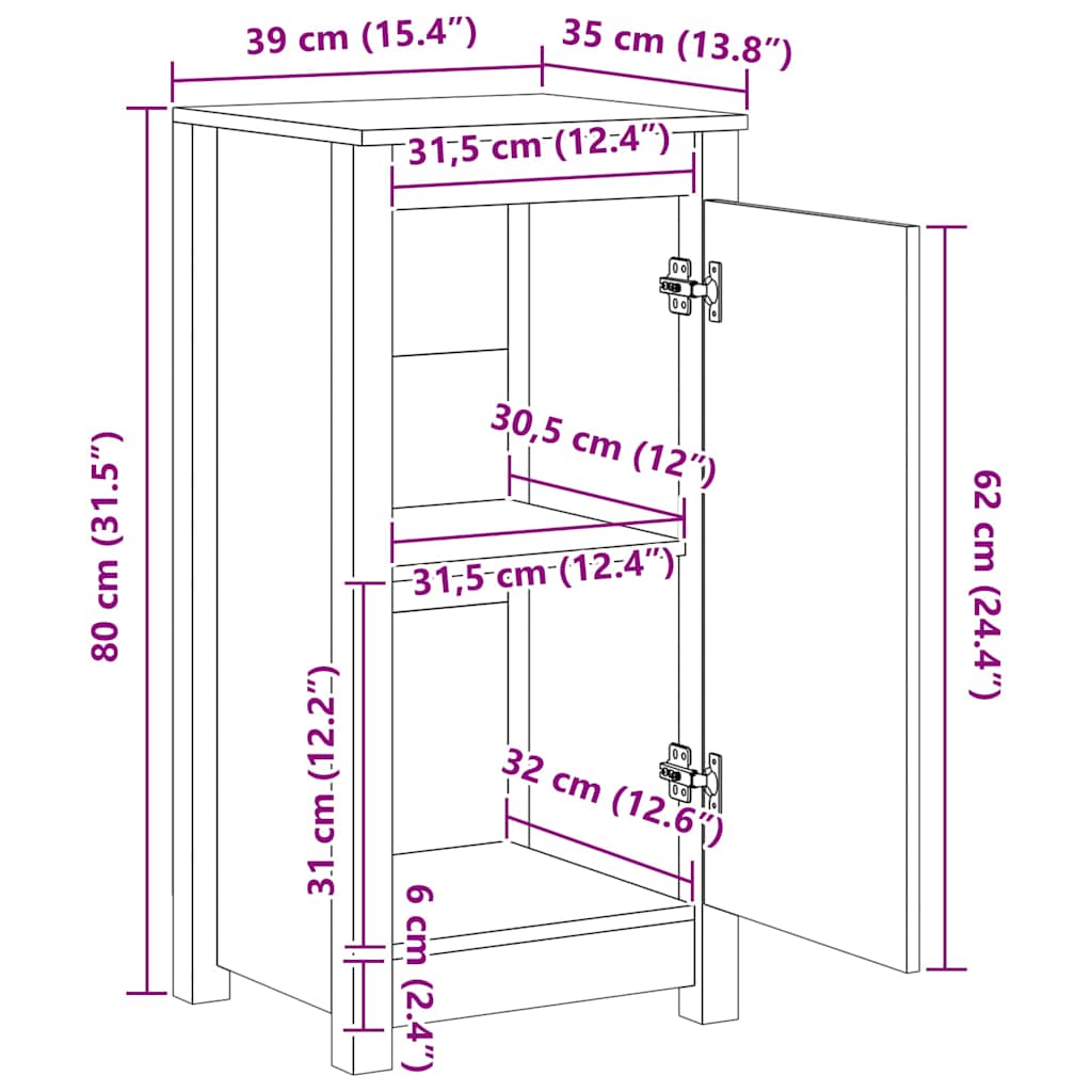 Ντουλάπι Γκρι 39x35x80 εκ. από Μασίφ Ξύλο Πεύκου