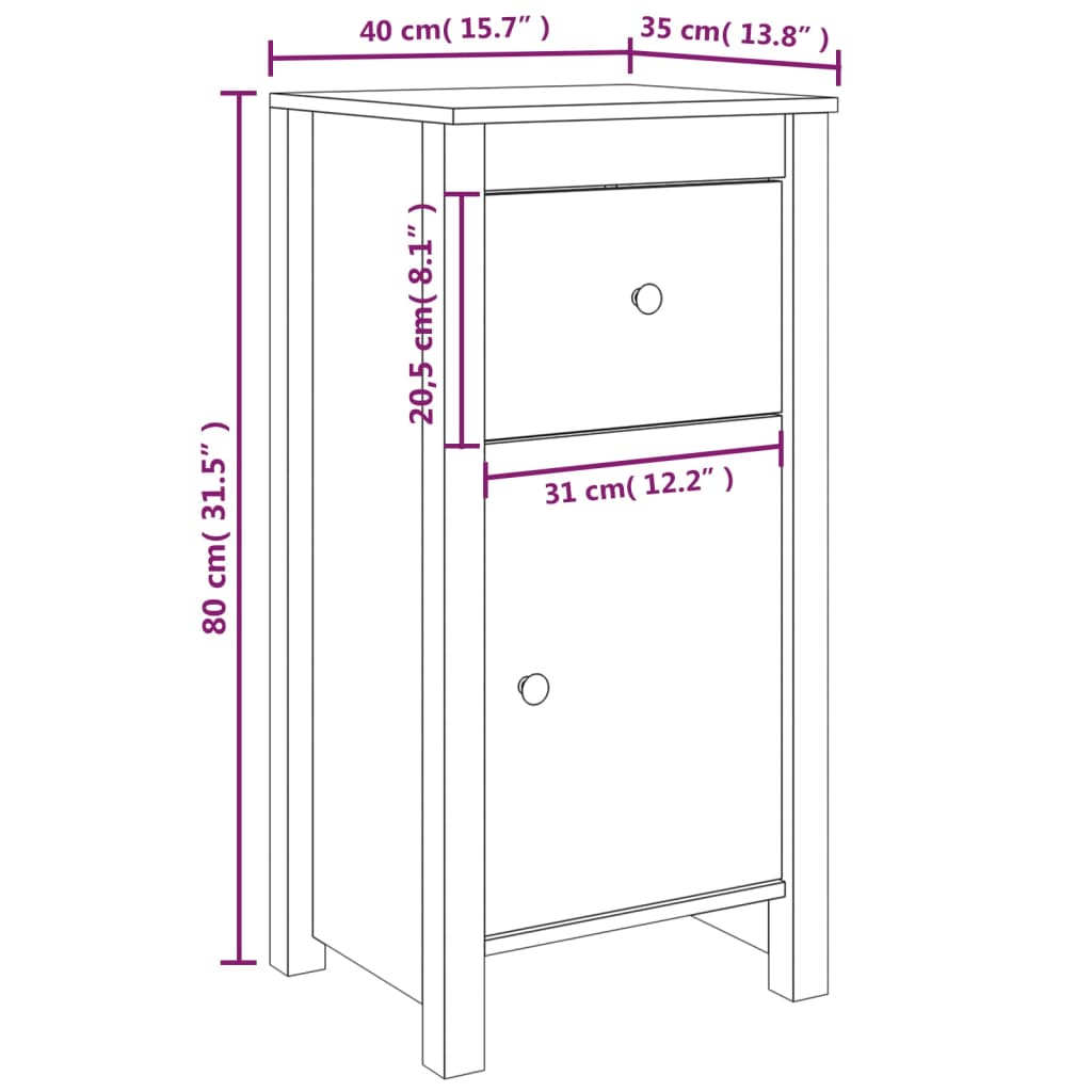 Ντουλάπια 2 τεμ. Μαύρα 40x35x80 εκ. από Μασίφ Ξύλο Πεύκου - Pakobazaar