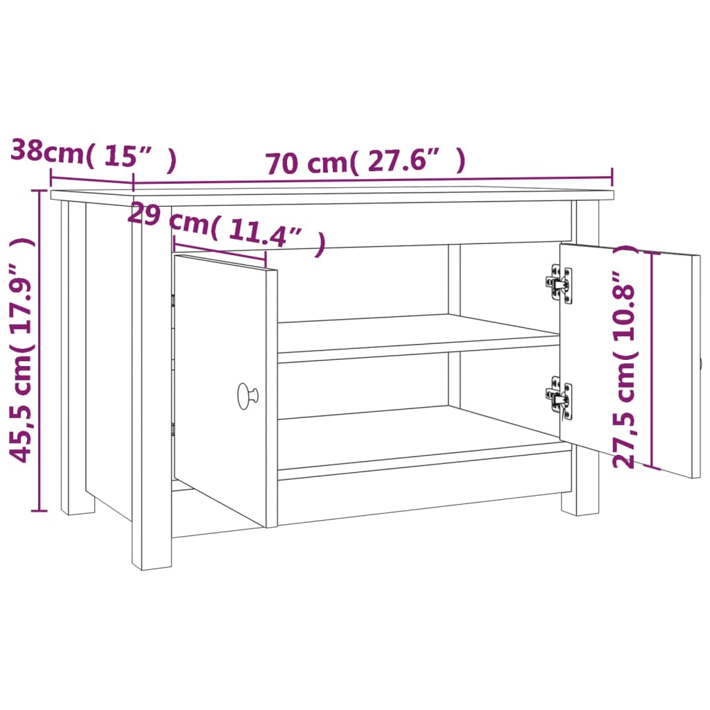 Παπουτσοθήκη Καφέ Μελί 70x38x45,5 εκ από Μασίφ Ξύλο Πεύκου