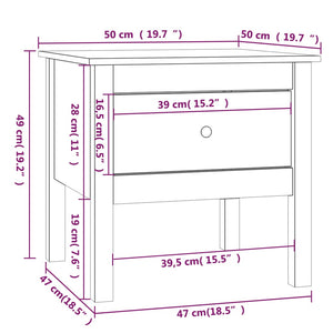 Βοηθητικό Τραπέζι Γκρι 50x50x49 εκ. από Μασίφ Ξύλο Πεύκου