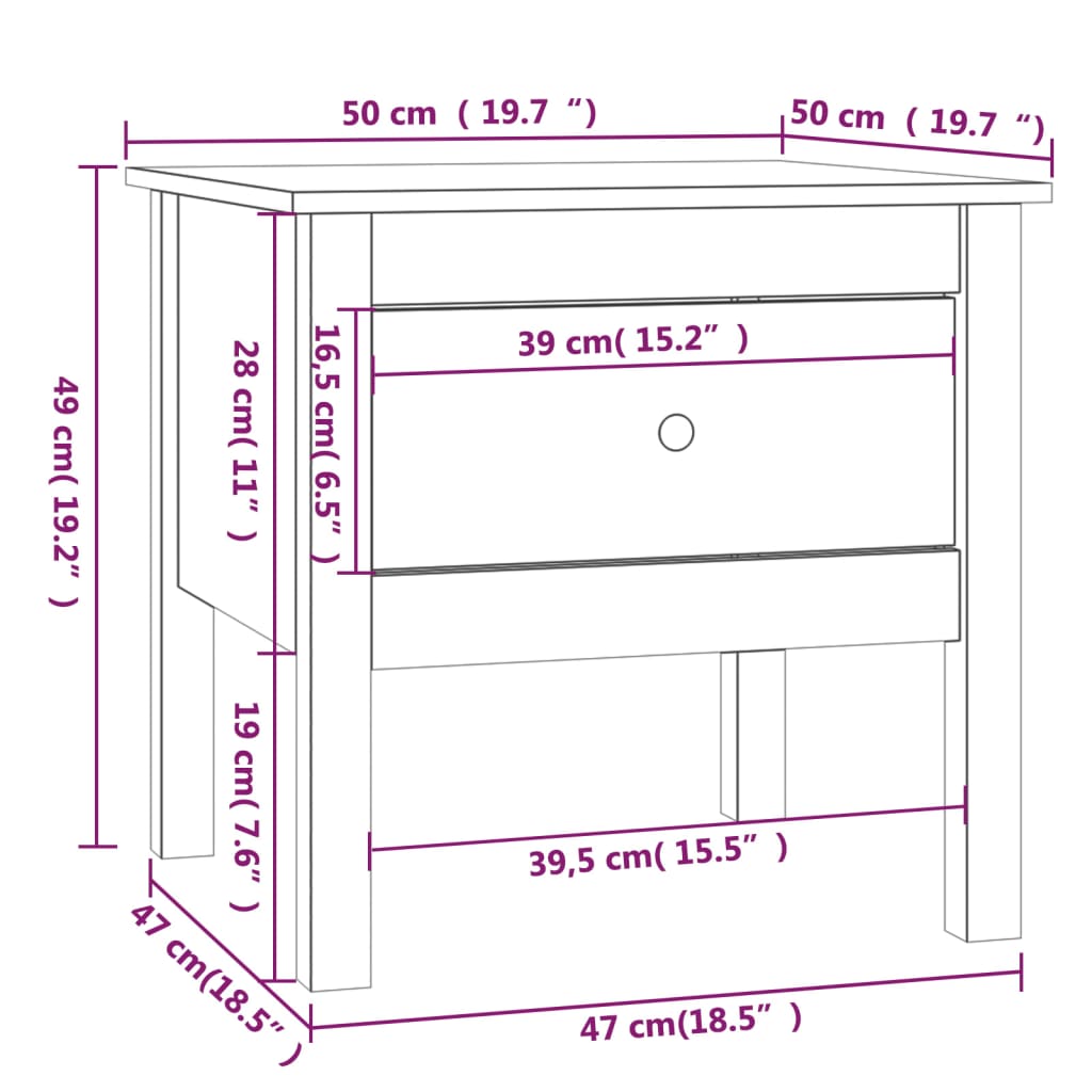 Βοηθητικά Τραπέζια 2 τεμ. Γκρί 50x50x49 εκ. Μασίφ Ξύλο Πεύκου - Pakobazaar