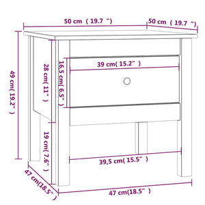 Βοηθητικό Τραπέζι Μαύρος 50x50x49 εκ. από Μασίφ Ξύλο Πεύκου - Pakobazaar