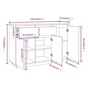 Μπουφές 110 x 34 x 75 εκ. από Μασίφ Ξύλο Πεύκου - Pakobazaar