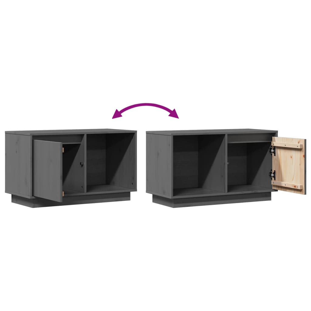 Έπιπλο Τηλεόρασης Γκρι 74x35x44 εκ. από Μασίφ Ξύλο Πεύκου