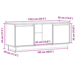 Έπιπλο Τηλεόρασης Γκρι 110,5 x 35 x 44 εκ. Μασίφ Ξύλο Πεύκου