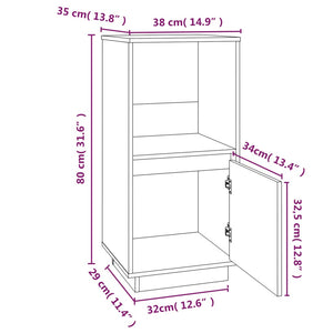 Ντουλάπι Μαύρο 38 x 35 x 80 εκ. από Μασίφ Ξύλο Πεύκου