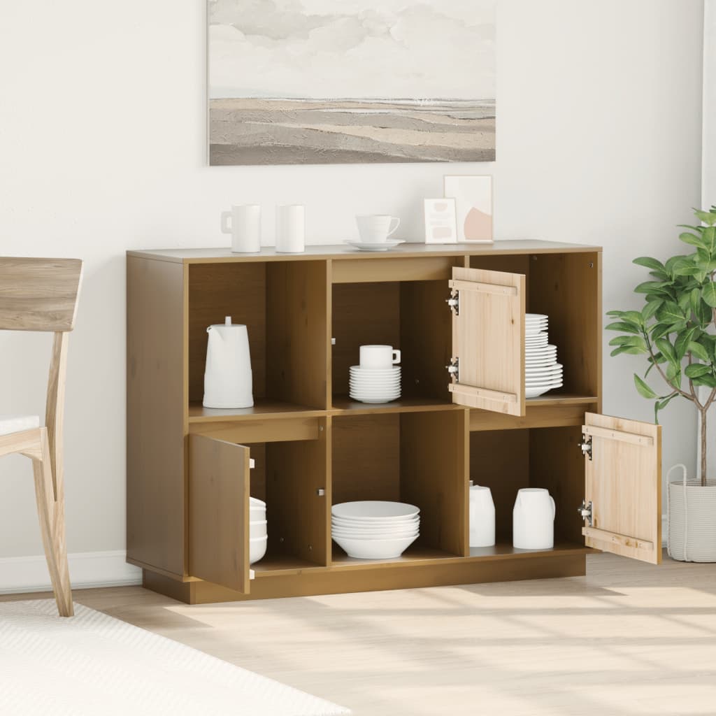 Ντουλάπι Καφέ Μελί 110,5x35x80 εκ. από Μασίφ Ξύλο Πεύκου