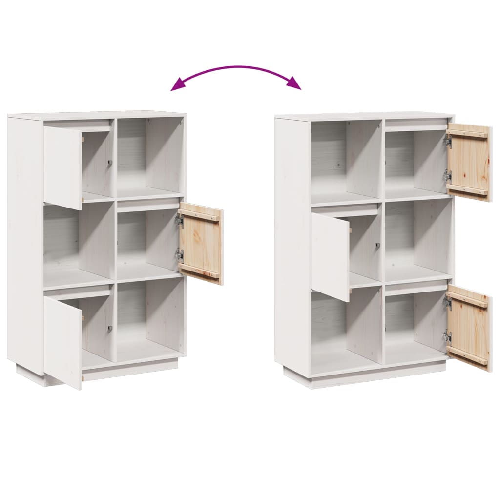 Ντουλάπι Ψηλό Λευκό 74 x 35 x 117 εκ. από Μασίφ Ξύλο Πεύκου