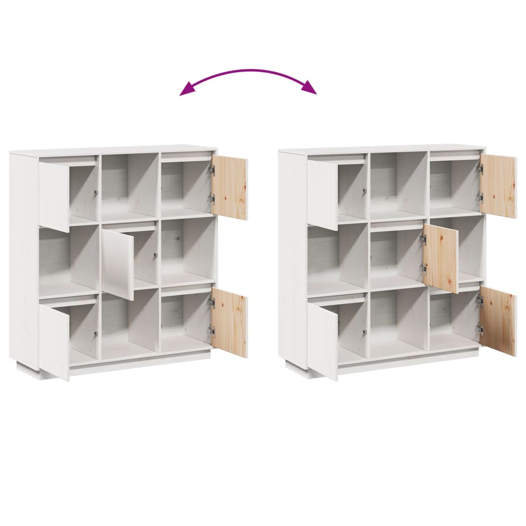 Ντουλάπι Ψηλό Λευκό 110,5x35x117 εκ. από Μασίφ Ξύλο Πεύκου