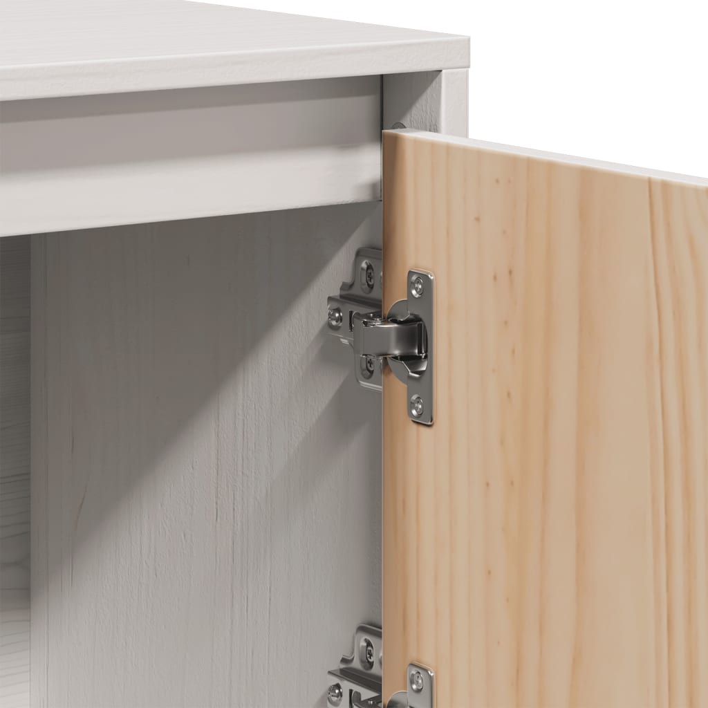 Ντουλάπι Ψηλό Λευκό 110,5x35x117 εκ. από Μασίφ Ξύλο Πεύκου