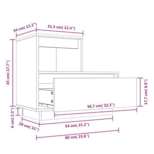 Κομοδίνο 60 x 34 x 51 εκ. από Μασίφ Ξύλο Πεύκου - Pakobazaar