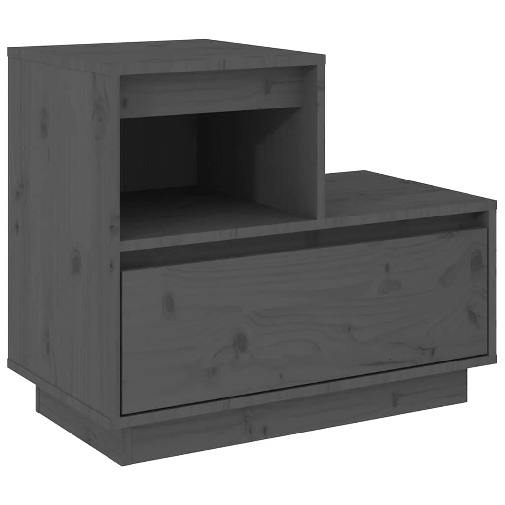 Κομοδίνο Γκρι 60 x 34 x 51 εκ. από Μασίφ Ξύλο Πεύκου - Pakobazaar