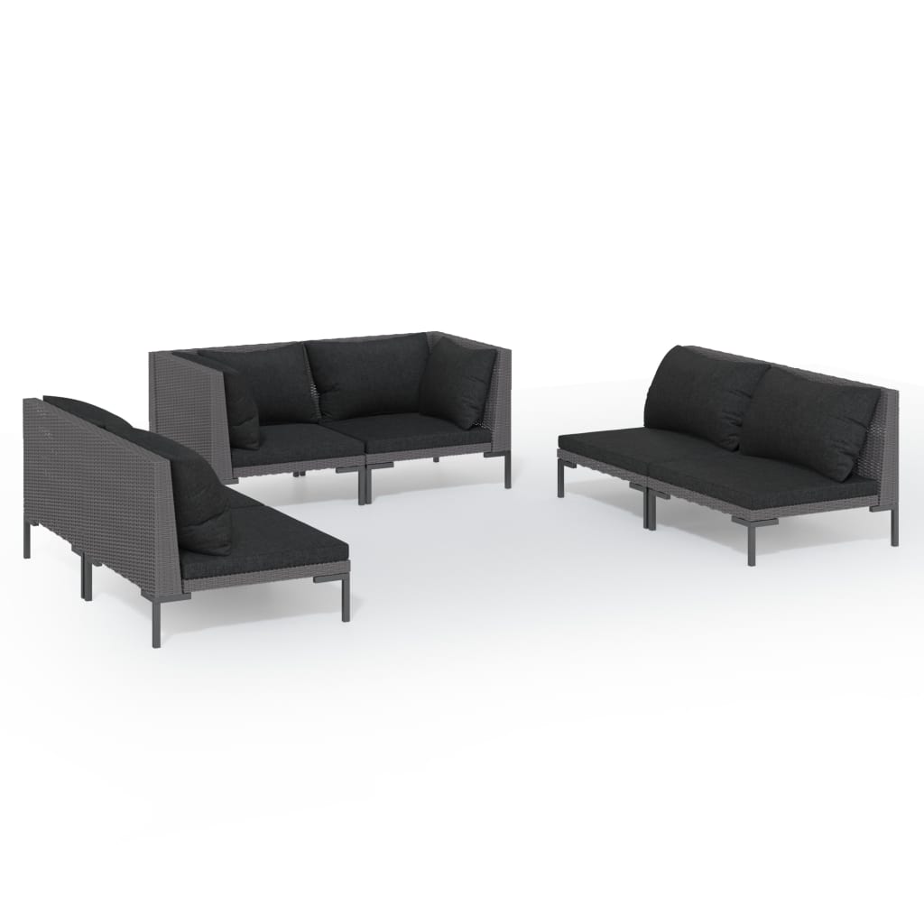 Σαλόνι Κήπου 6 τεμ. Σκούρο Γκρι Συνθετ. Ρατάν με Μαξιλάρια - PAKOBAZAAR