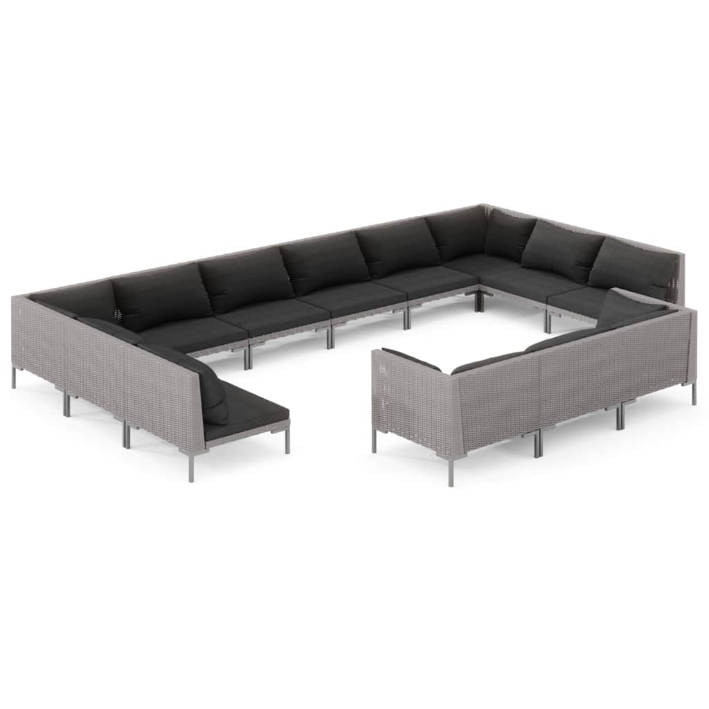 Σαλόνι Κήπου 13 τεμ. Σκούρο Γκρι Συνθετ. Ρατάν με Μαξιλάρια - PAKOBAZAAR