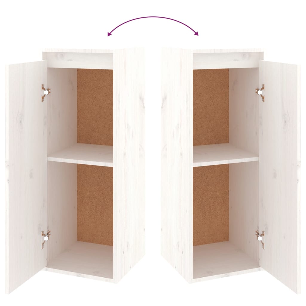 Έπιπλα Τηλεόρασης 2 τεμ. Λευκά από Μασίφ Ξύλο Πεύκου - PAKOBAZAAR