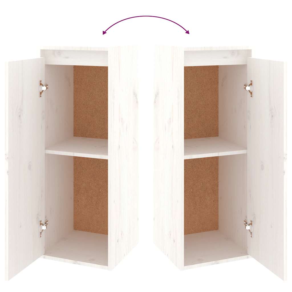 Έπιπλα Τηλεόρασης 4 τεμ. Λευκά από Μασίφ Ξύλο Πεύκου - PAKOBAZAAR