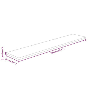 Ράφι 100x20x1,5 εκ. από Ακατέργαστο Μασίφ Ξύλο Δρυός