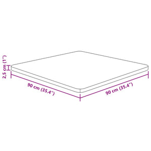Επιφάνεια Τραπεζιού Τετράγωνη 90x90x2,5 εκ. Μασίφ Ξύλο Δρυς - Pakobazaar