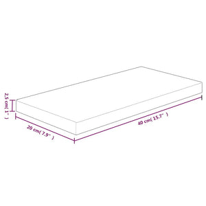 Ράφι 40x20x2,5 εκ. από Ακατέργαστο Μασίφ Ξύλο Δρυός