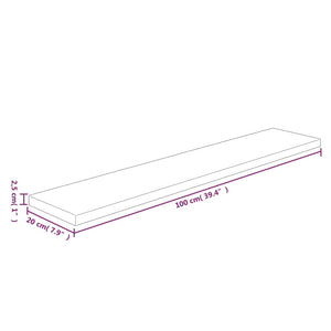 Ράφι 100x20x2,5 εκ. από Ακατέργαστο Μασίφ Ξύλο Δρυός - Pakobazaar
