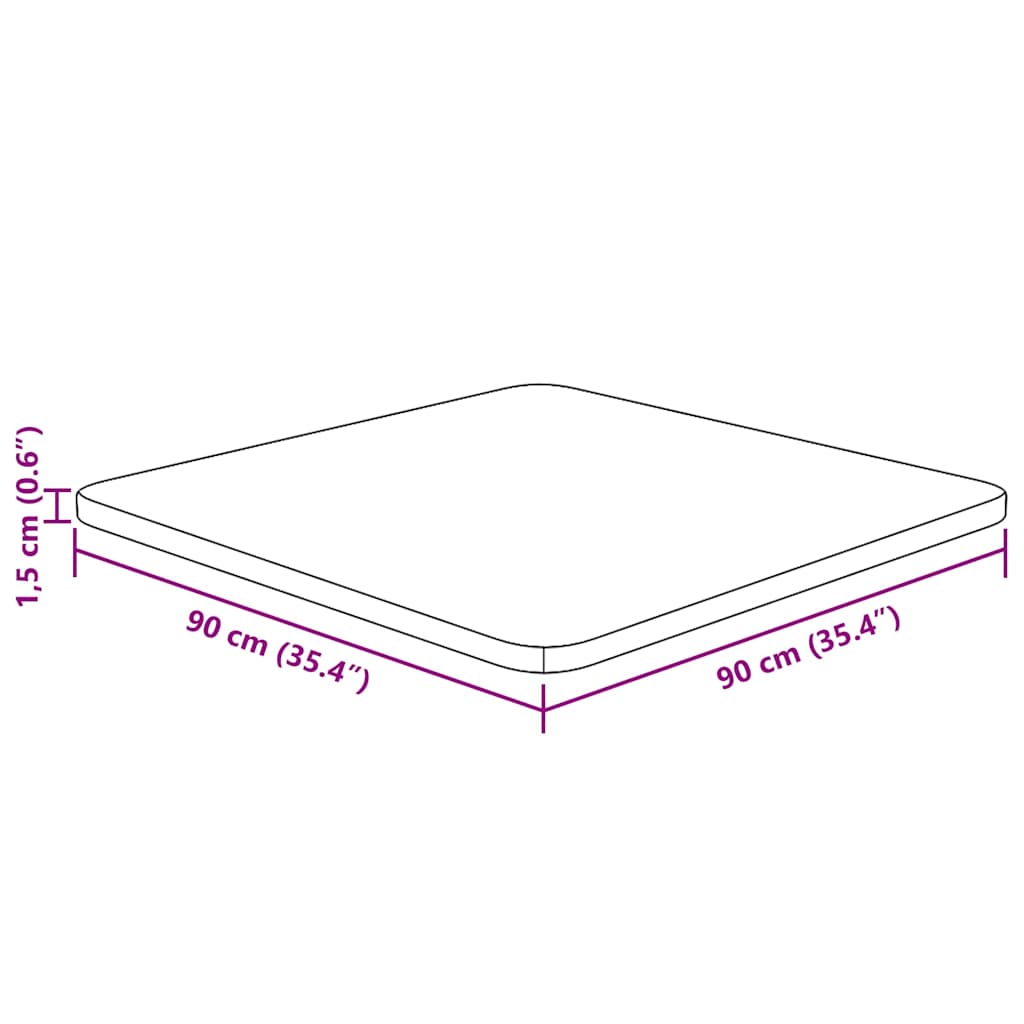 Επιφάνεια Τραπεζιού Τετράγωνη Σκ. Καφέ 90x90x1,5 εκ. Ξύλο Δρυς - Pakobazaar